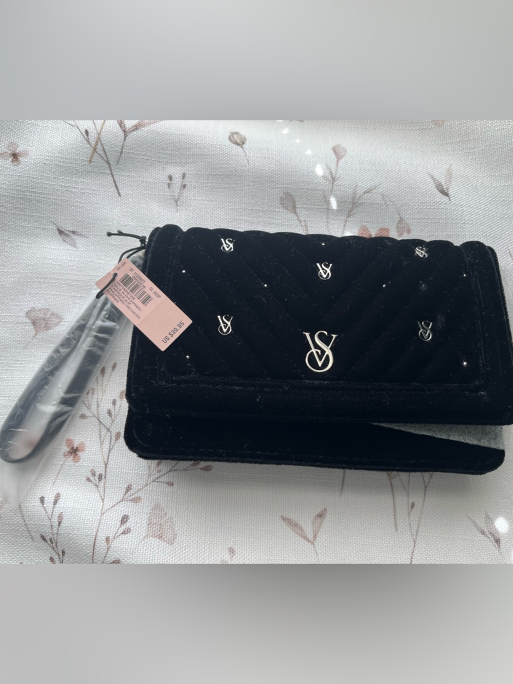 Victoria’s Secret Black Velvet Phone Wallet Wristlet